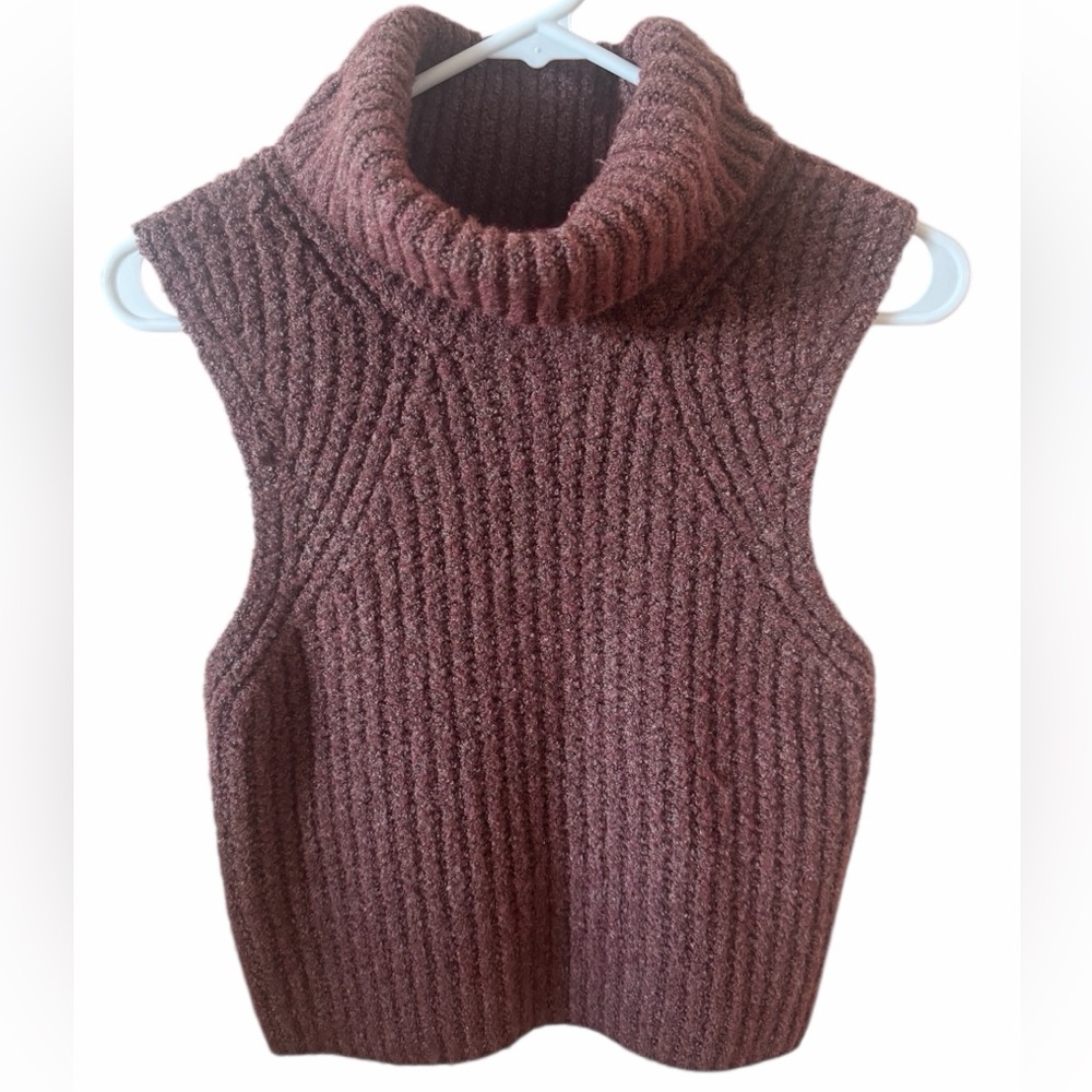 Cozy Ribbed Turtleneck Sweater Vest - Dusty Rose